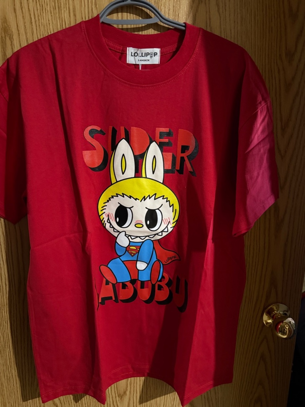 Lo.Lip.P Red Graphic Short Sleeve Tee - 'Super' Character Print